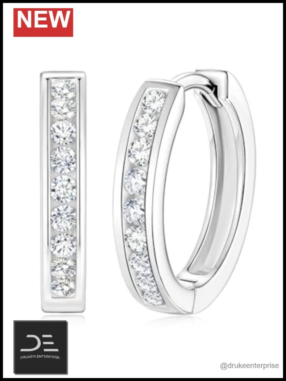 Moissanite Emerald Hoop Earrings 925 Sterling Silver Gold Plated Huggie